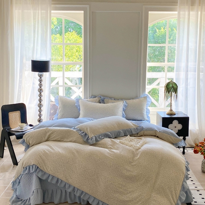 91家纺网 家纺一手货源 找家纺 （总）2025新款韩版花边床盖四件套公主风床盖四件套