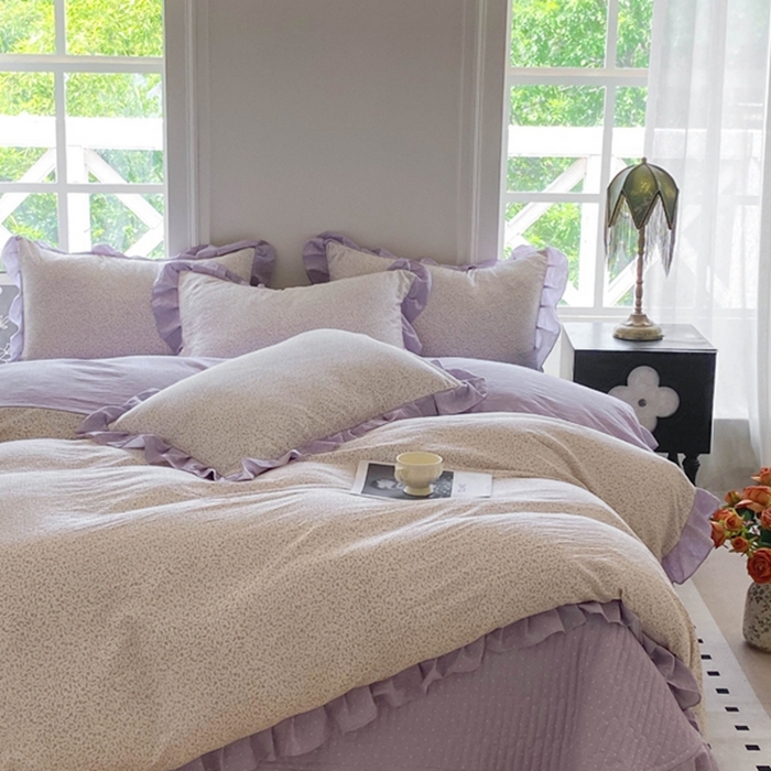 91家纺网 家纺一手货源 找家纺 富之航家纺  2025新款四件套 紫薇花园