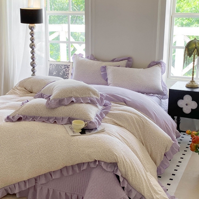 91家纺网 家纺一手货源 找家纺 富之航家纺  2025新款四件套 紫薇花园