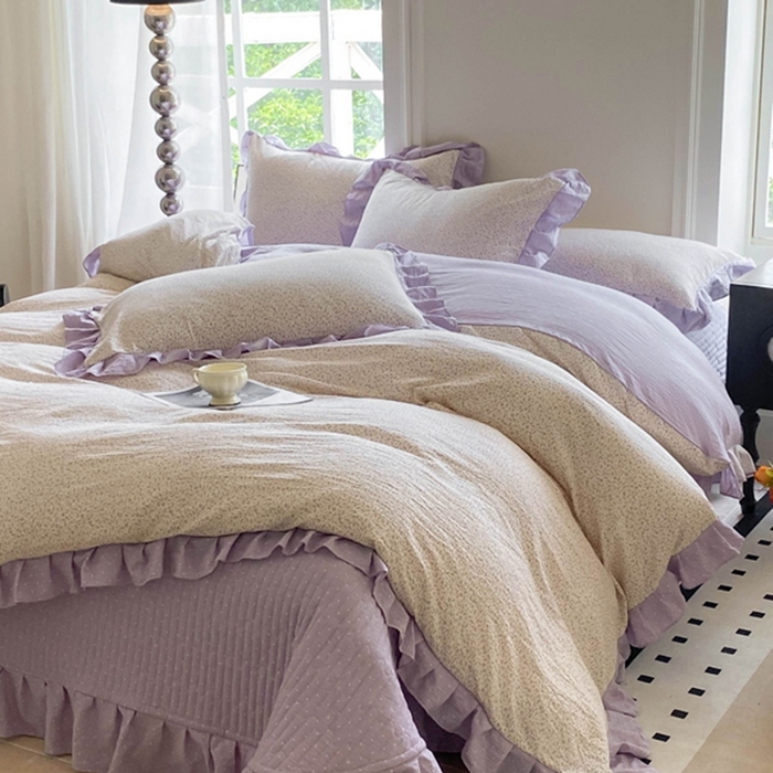 91家纺网 家纺一手货源 找家纺 富之航家纺  2025新款四件套 紫薇花园