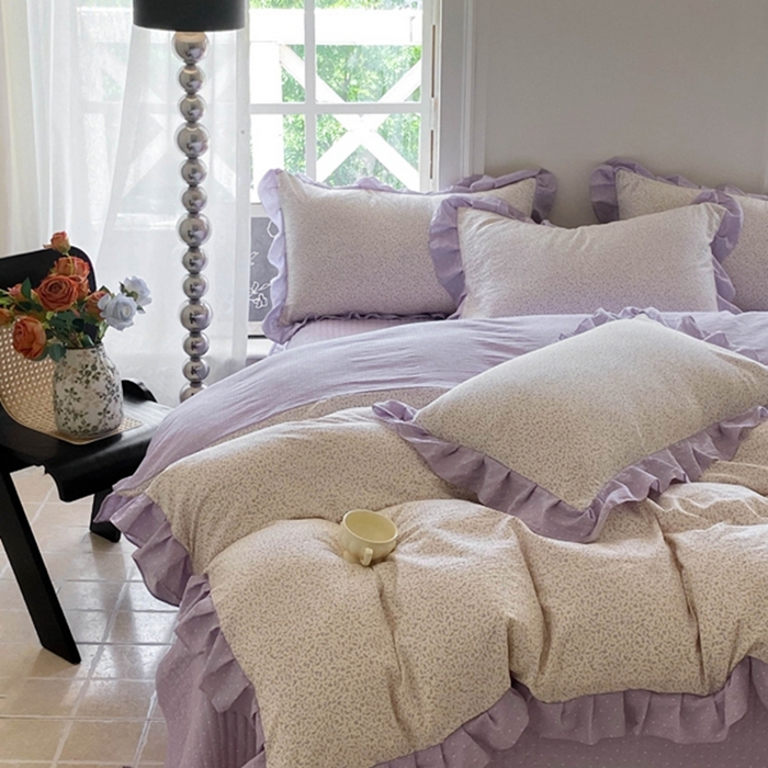 91家纺网 家纺一手货源 找家纺 富之航家纺  2025新款四件套 紫薇花园