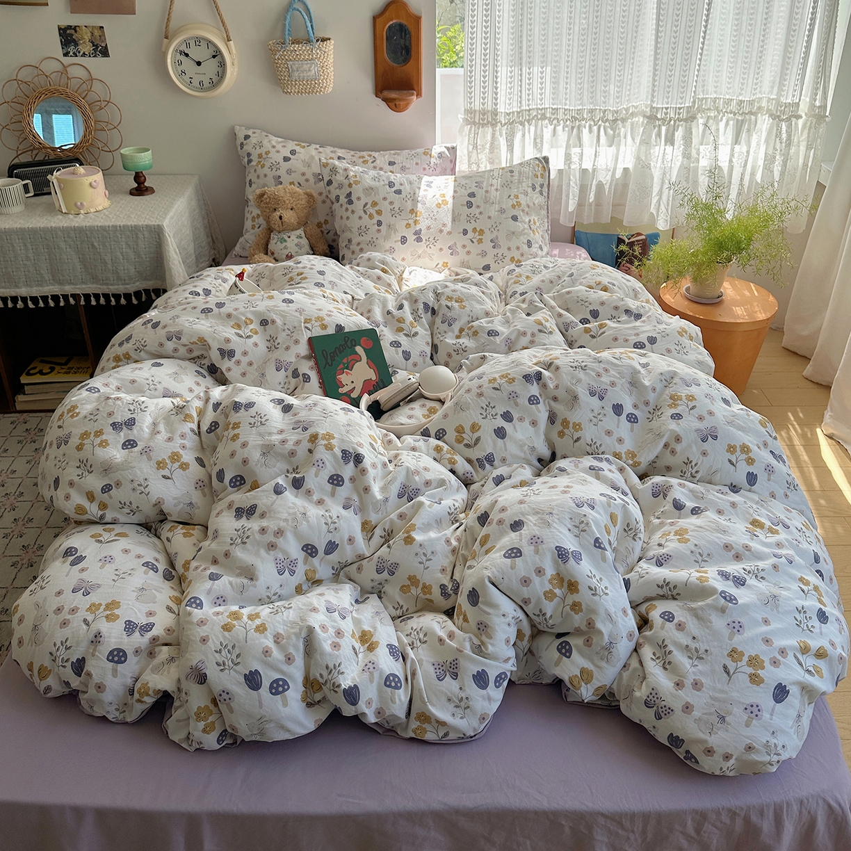 91家纺网 家纺一手货源 找家纺 沐芷 2025 开学季水洗棉四件套A类 卡通简约风超柔舒适三件套 兔野仙踪