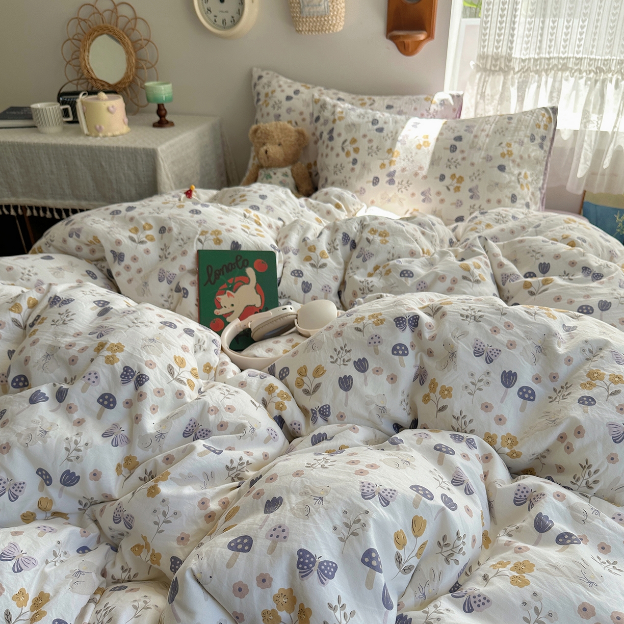 91家纺网 家纺一手货源 找家纺 沐芷 2025 开学季水洗棉四件套A类 卡通简约风超柔舒适三件套 兔野仙踪