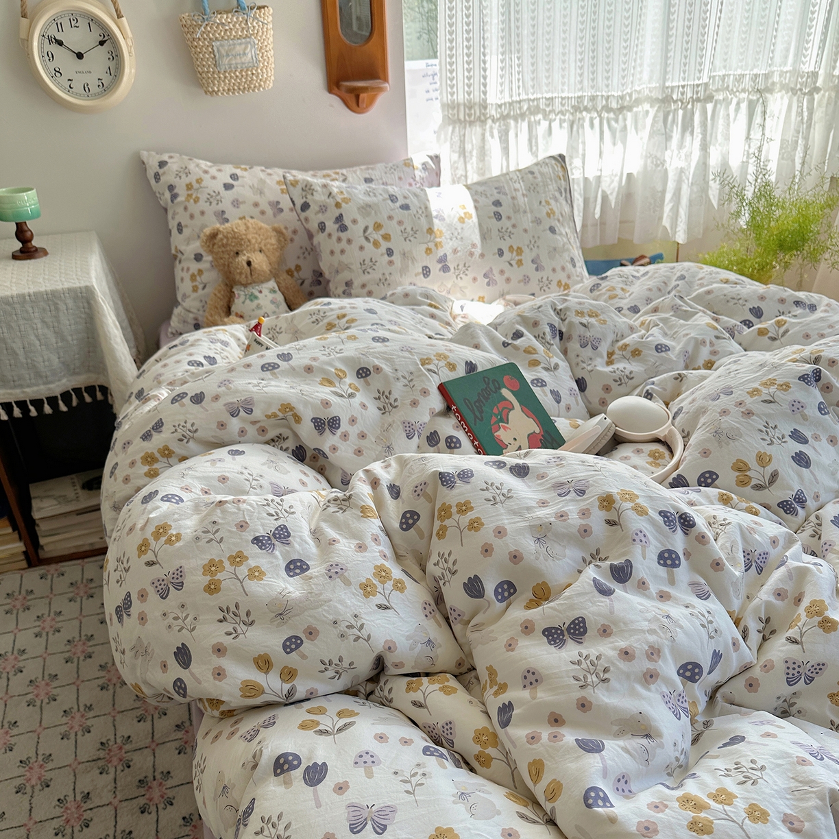 91家纺网 家纺一手货源 找家纺 沐芷 2025 开学季水洗棉四件套A类 卡通简约风超柔舒适三件套 兔野仙踪