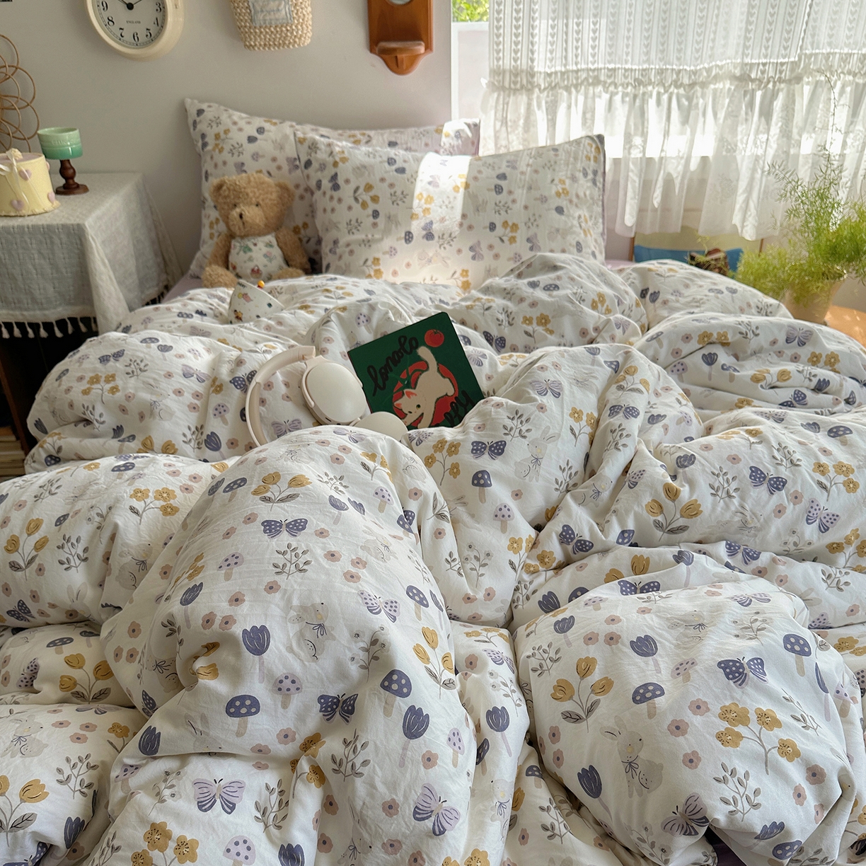 91家纺网 家纺一手货源 找家纺 沐芷 2025 开学季水洗棉四件套A类 卡通简约风超柔舒适三件套 兔野仙踪