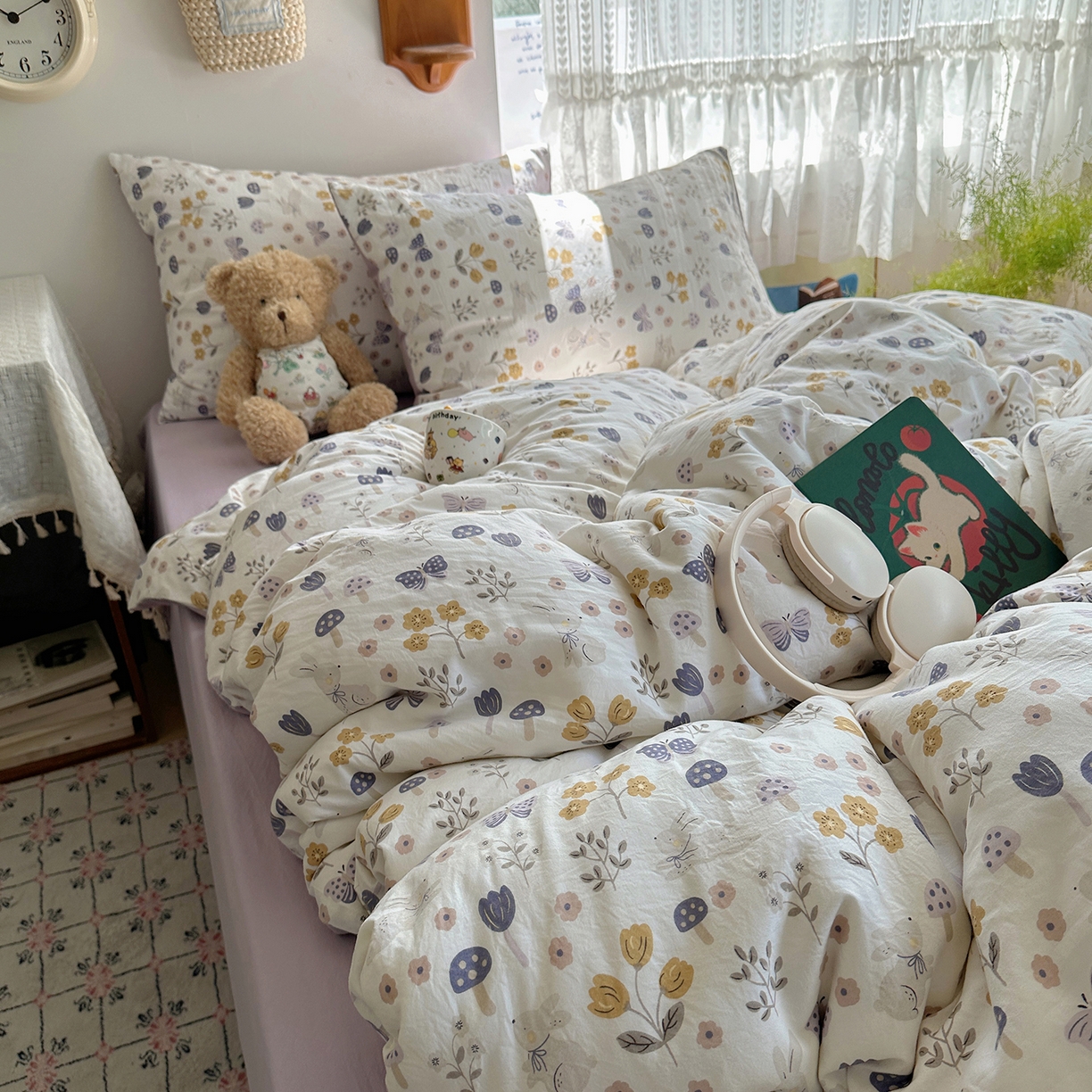 91家纺网 家纺一手货源 找家纺 沐芷 2025 开学季水洗棉四件套A类 卡通简约风超柔舒适三件套 兔野仙踪