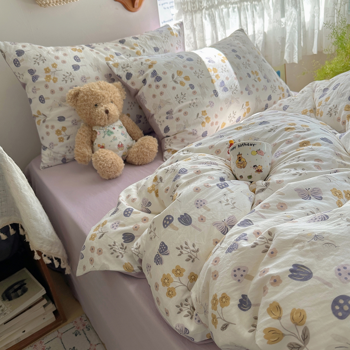 91家纺网 家纺一手货源 找家纺 沐芷 2025 开学季水洗棉四件套A类 卡通简约风超柔舒适三件套 兔野仙踪