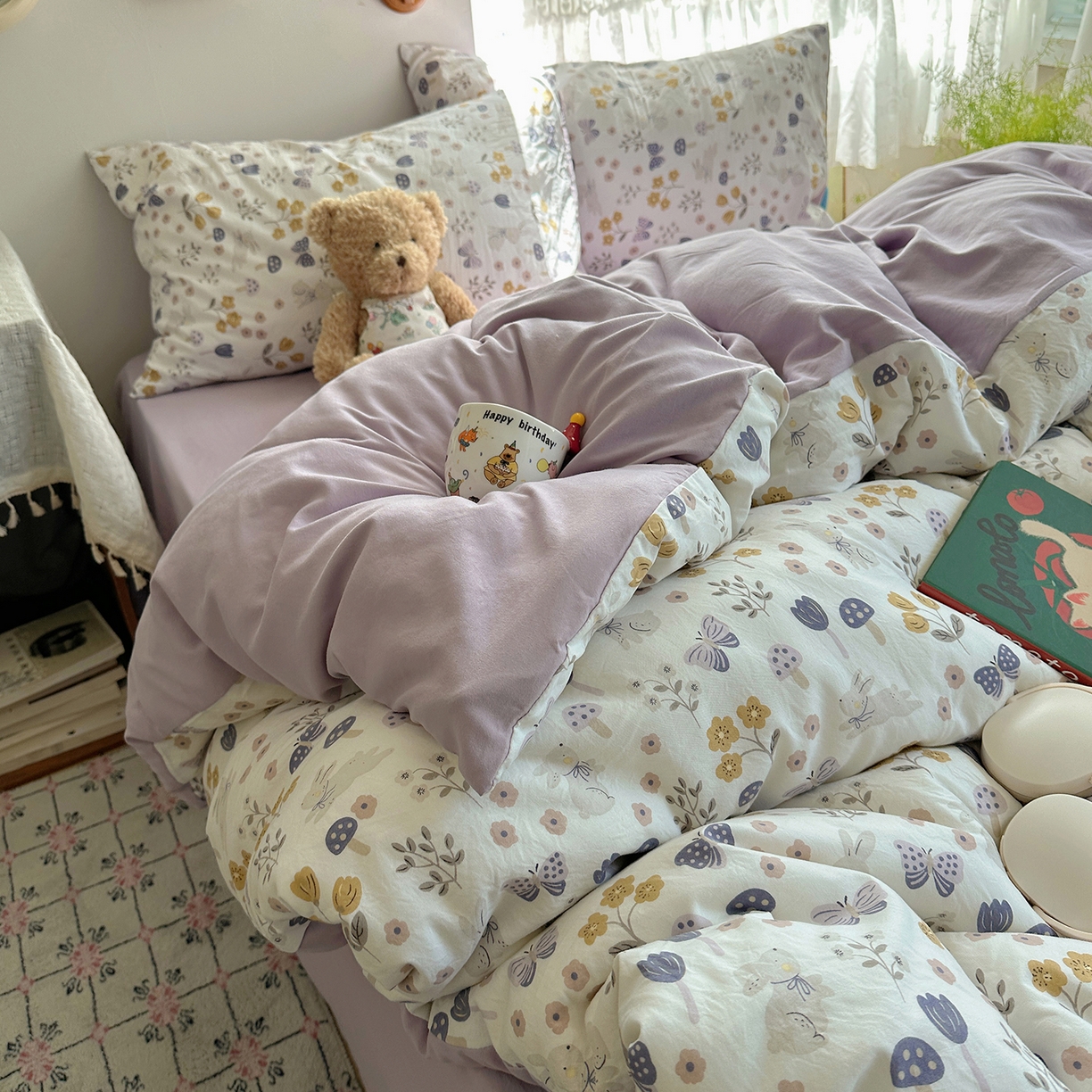 91家纺网 家纺一手货源 找家纺 沐芷 2025 开学季水洗棉四件套A类 卡通简约风超柔舒适三件套 兔野仙踪