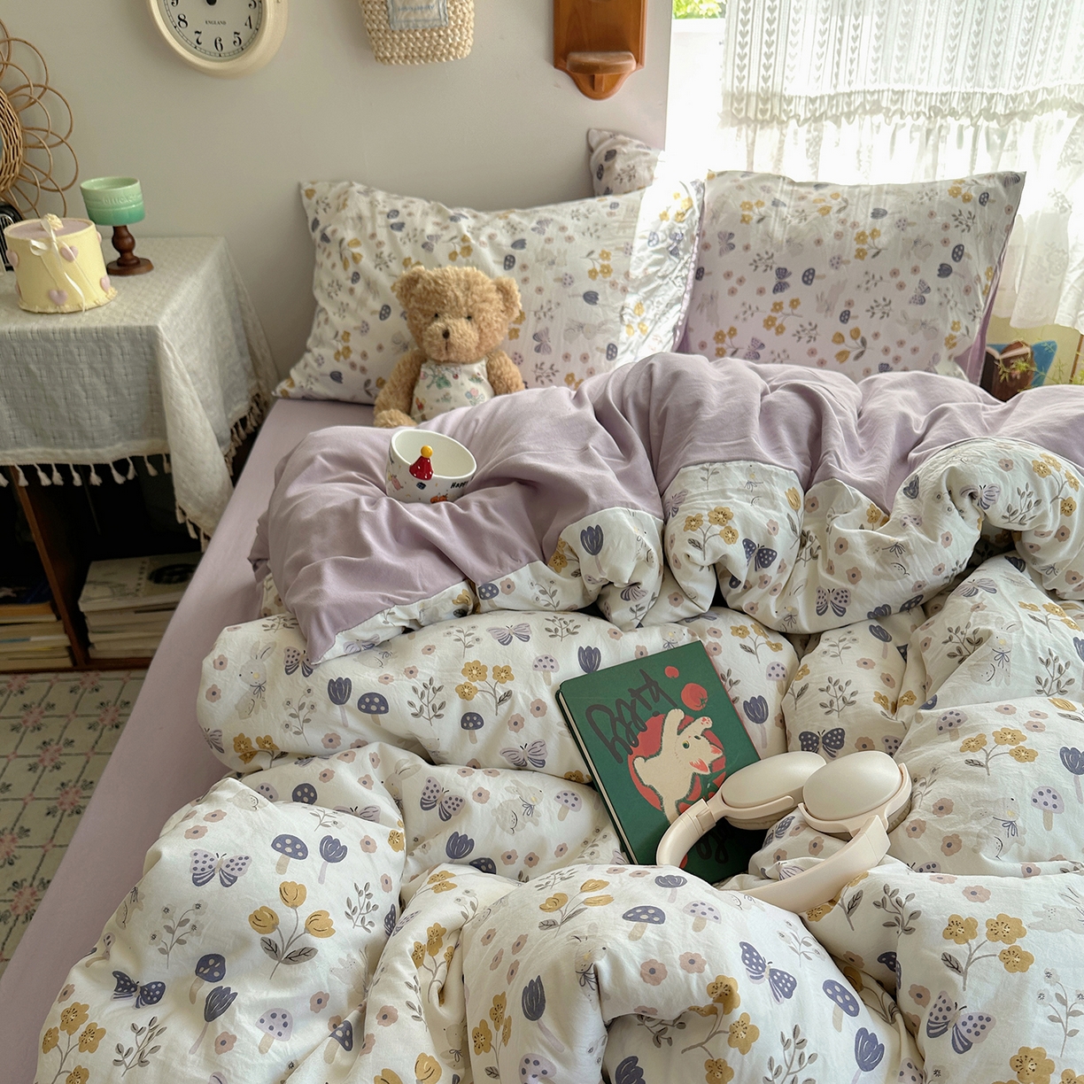 91家纺网 家纺一手货源 找家纺 沐芷 2025 开学季水洗棉四件套A类 卡通简约风超柔舒适三件套 兔野仙踪