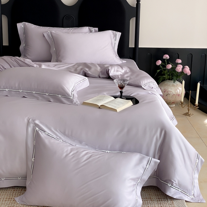 91家纺网 家纺一手货源 找家纺 云栖家居 2025天丝棉纯色镂空四件套-知否 知否-优雅紫