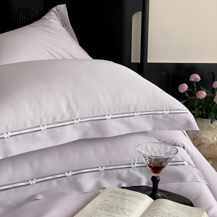 91家纺网 家纺一手货源 找家纺 云栖家居 2025天丝棉纯色镂空四件套-知否 知否-优雅紫