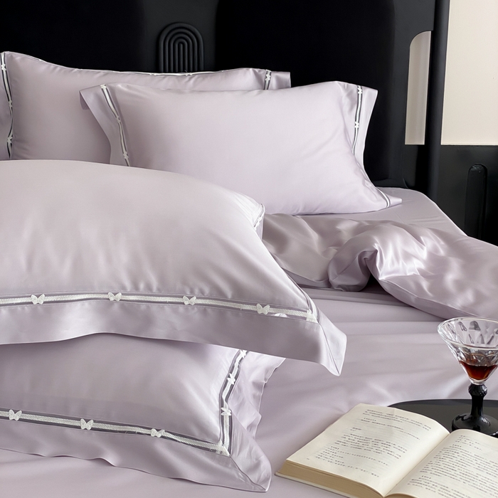 91家纺网 家纺一手货源 找家纺 云栖家居 2025天丝棉纯色镂空四件套-知否 知否-优雅紫