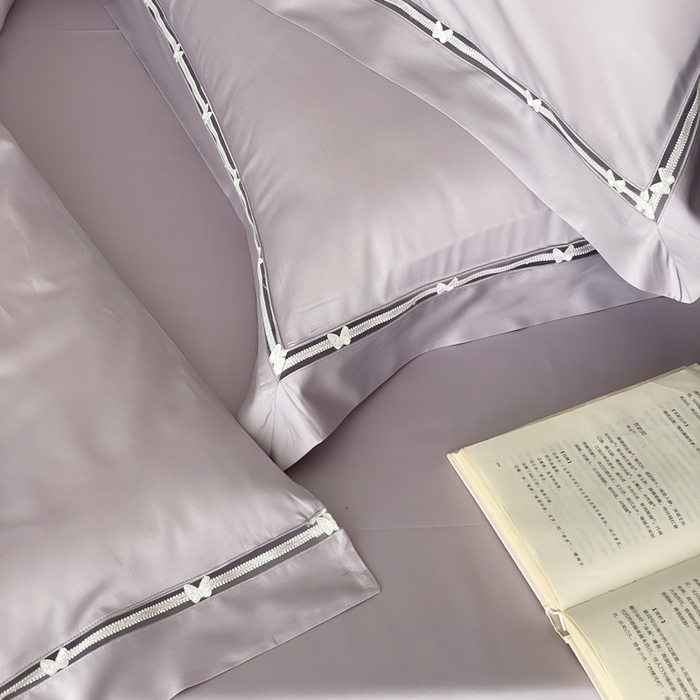 91家纺网 家纺一手货源 找家纺 云栖家居 2025天丝棉纯色镂空四件套-知否 知否-优雅紫