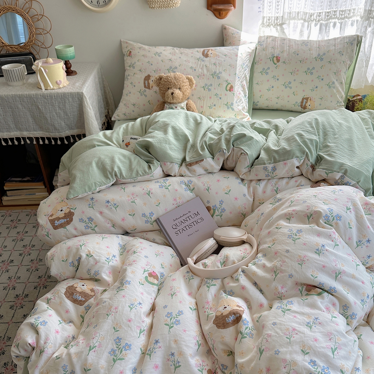 沐芷 2025 开学季水洗棉四件套A类 卡通简约风超柔舒适三件套 午后时光