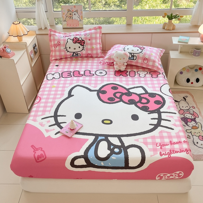 91家纺网 家纺一手货源 找家纺 博雅 2025春夏新款三丽欧大版全棉纯棉单品床笠床笠单件单床笠 全棉大版-粉格KT