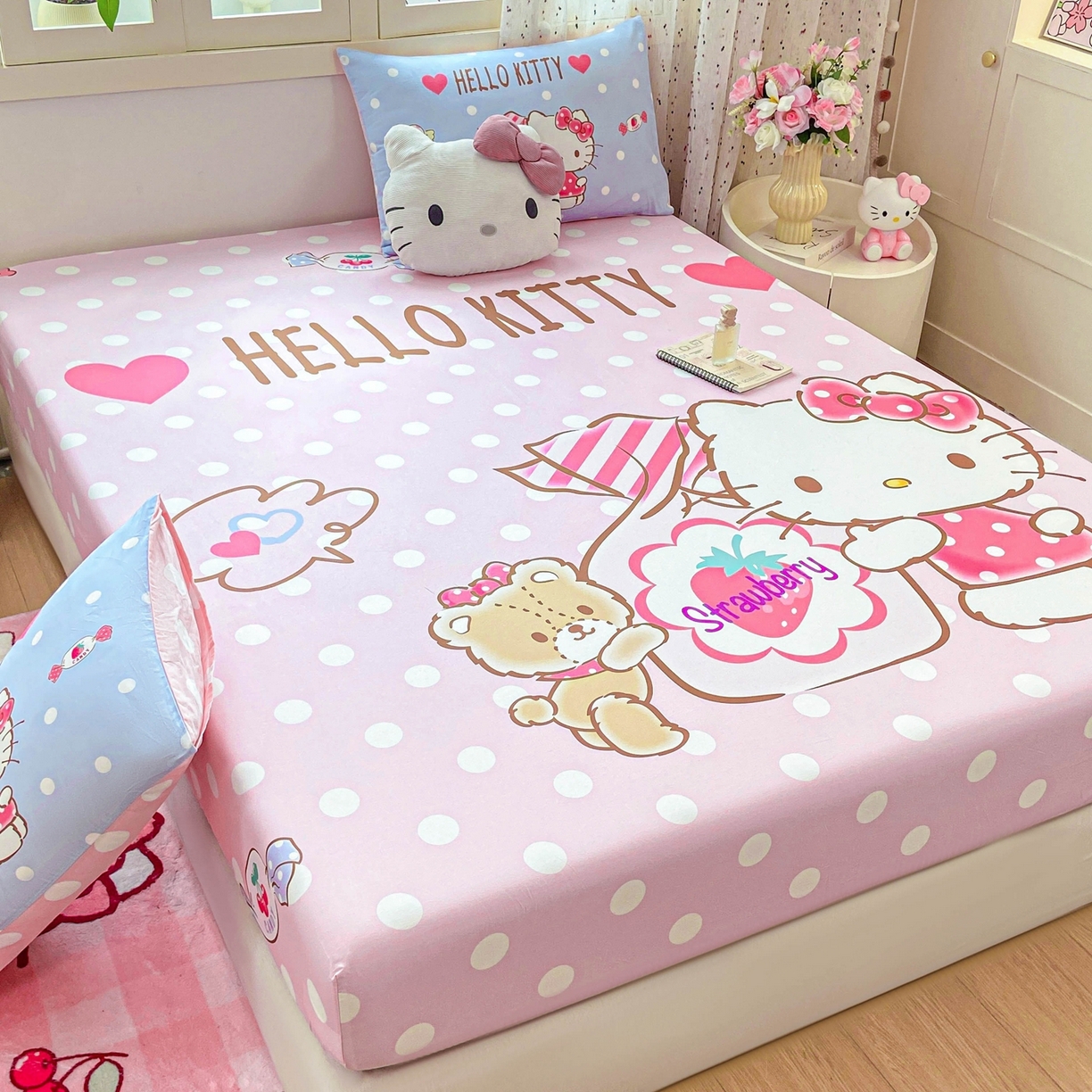 91家纺网 家纺一手货源 找家纺 博雅 2025春夏新款三丽欧大版全棉纯棉单品床笠床笠单件单床笠 全棉大版-草莓糖果KT