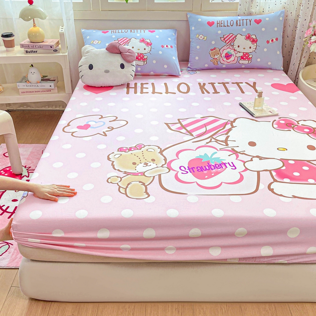 91家纺网 家纺一手货源 找家纺 博雅 2025春夏新款三丽欧大版全棉纯棉单品床笠床笠单件单床笠 全棉大版-草莓糖果KT