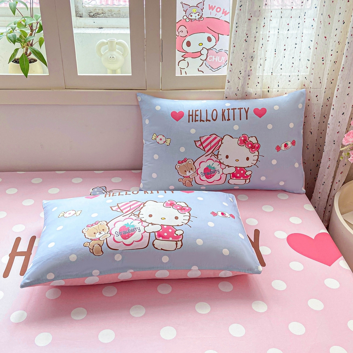 91家纺网 家纺一手货源 找家纺 博雅 2025春夏新款三丽欧大版全棉纯棉单品床笠床笠单件单床笠 全棉大版-草莓糖果KT