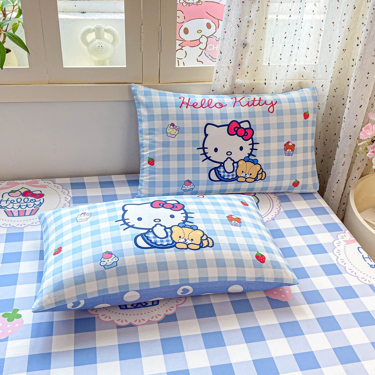 91家纺网 家纺一手货源 找家纺 博雅 2025春夏新款三丽欧大版全棉纯棉单品床笠床笠单件单床笠 全棉大版-蓝格KT