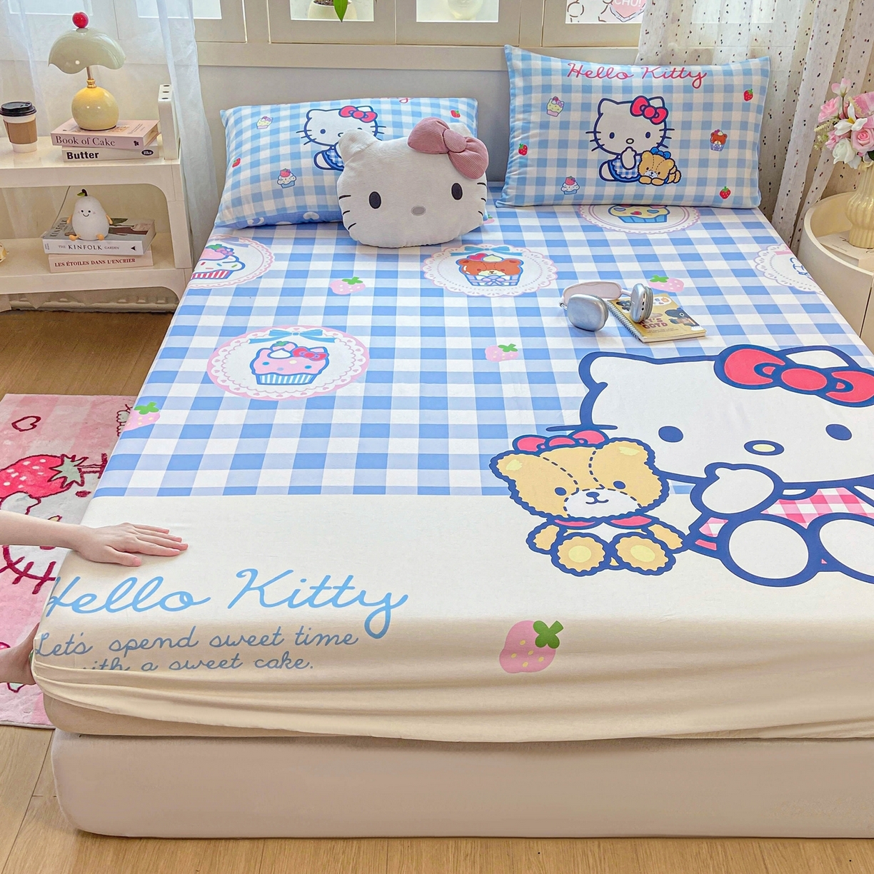 91家纺网 家纺一手货源 找家纺 博雅 2025春夏新款三丽欧大版全棉纯棉单品床笠床笠单件单床笠 全棉大版-蓝格KT