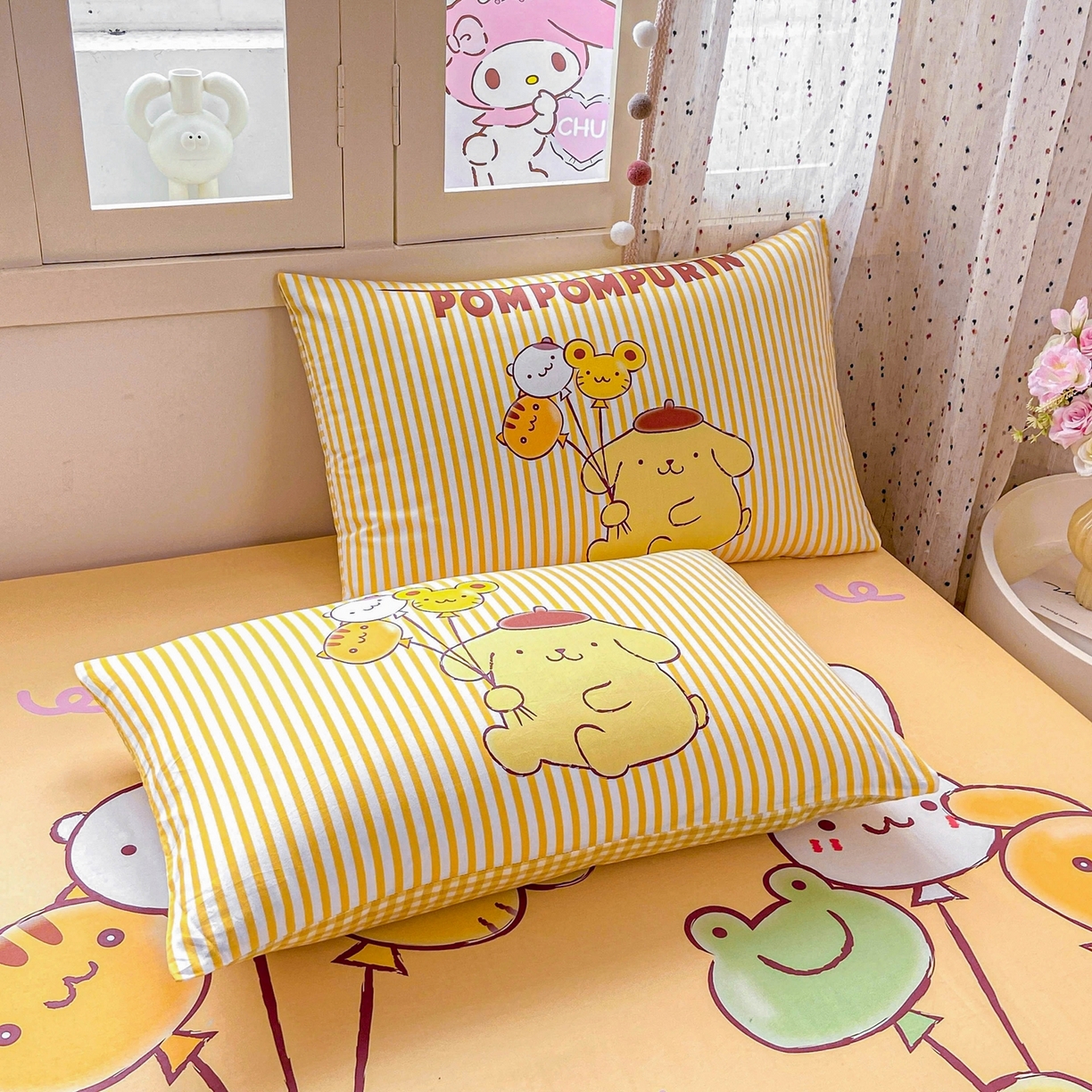 91家纺网 家纺一手货源 找家纺 博雅 2025春夏新款三丽欧大版全棉纯棉单品床笠床笠单件单床笠 全棉大版-气球布丁狗