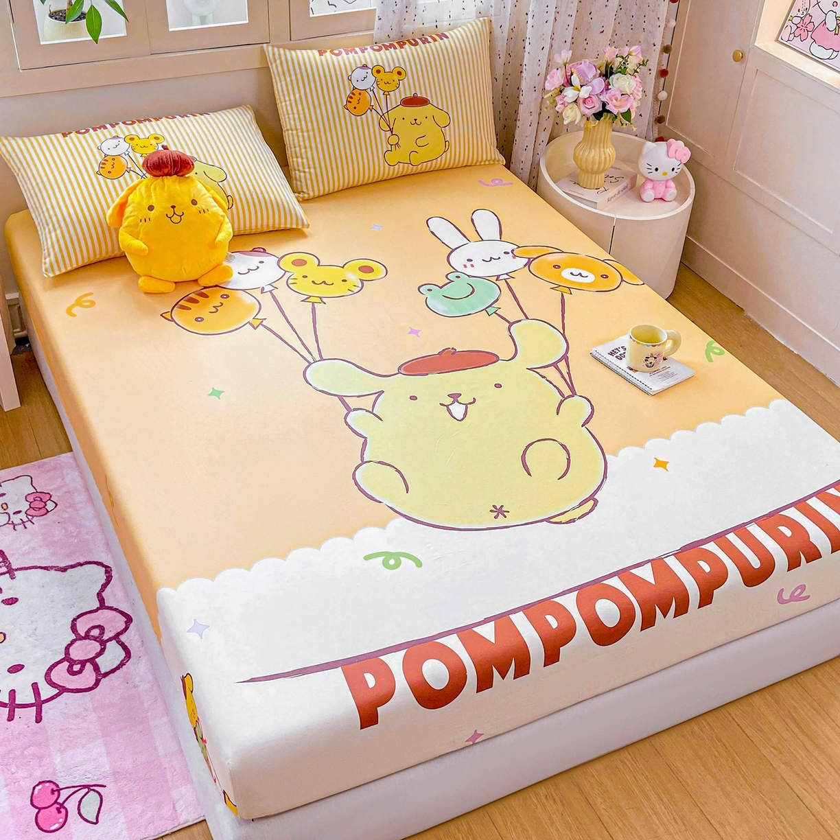 91家纺网 家纺一手货源 找家纺 博雅 2025春夏新款三丽欧大版全棉纯棉单品床笠床笠单件单床笠 全棉大版-气球布丁狗