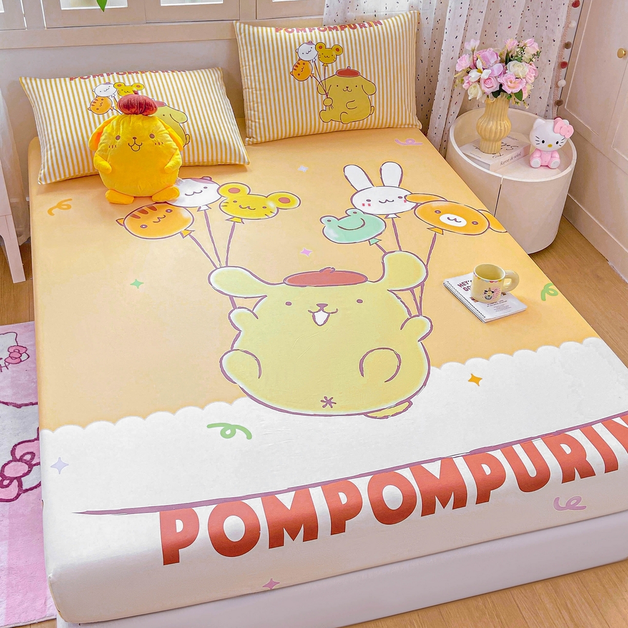 91家纺网 家纺一手货源 找家纺 博雅 2025春夏新款三丽欧大版全棉纯棉单品床笠床笠单件单床笠 全棉大版-气球布丁狗