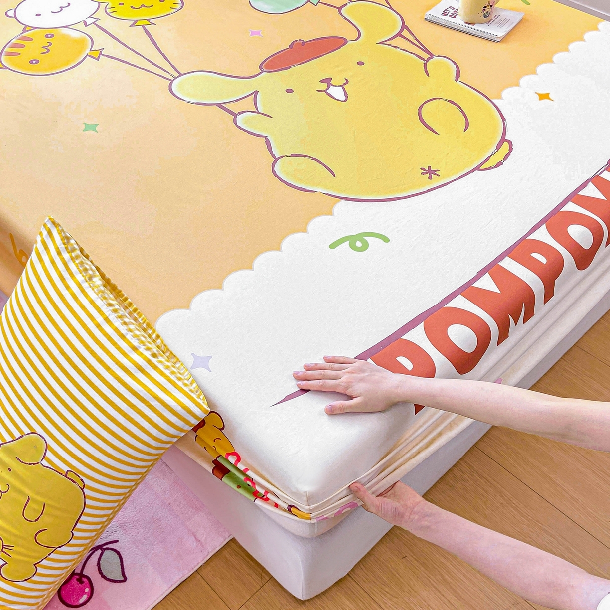 91家纺网 家纺一手货源 找家纺 博雅 2025春夏新款三丽欧大版全棉纯棉单品床笠床笠单件单床笠 全棉大版-气球布丁狗