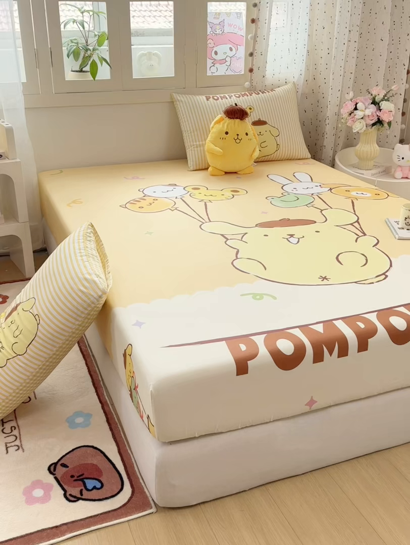 91家纺网 家纺一手货源 找家纺 博雅 2025春夏新款三丽欧大版全棉纯棉单品床笠床笠单件单床笠 全棉大版-气球布丁狗