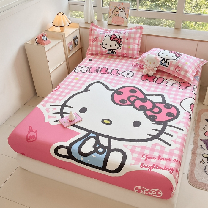 91家纺网 家纺一手货源 找家纺 博雅 2025春夏新款三丽欧大版全棉纯棉单品床笠床笠单件单床笠 全棉大版-粉格KT