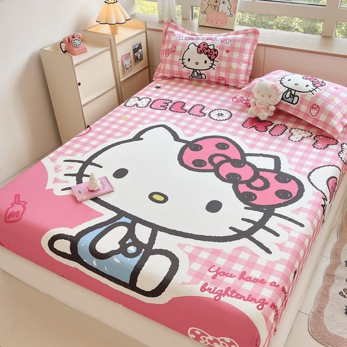 91家纺网 家纺一手货源 找家纺 博雅 2025春夏新款三丽欧大版全棉纯棉单品床笠床笠单件单床笠 全棉大版-粉格KT