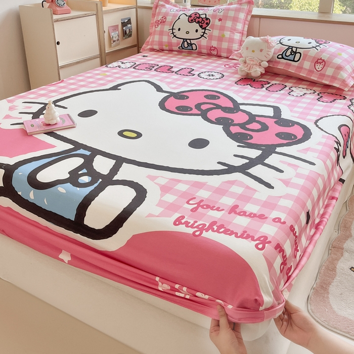 91家纺网 家纺一手货源 找家纺 博雅 2025春夏新款三丽欧大版全棉纯棉单品床笠床笠单件单床笠 全棉大版-粉格KT