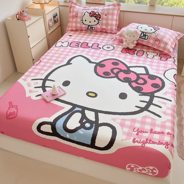 91家纺网 家纺一手货源 找家纺 博雅 2025春夏新款三丽欧大版全棉纯棉单品床笠床笠单件单床笠 全棉大版-粉格KT