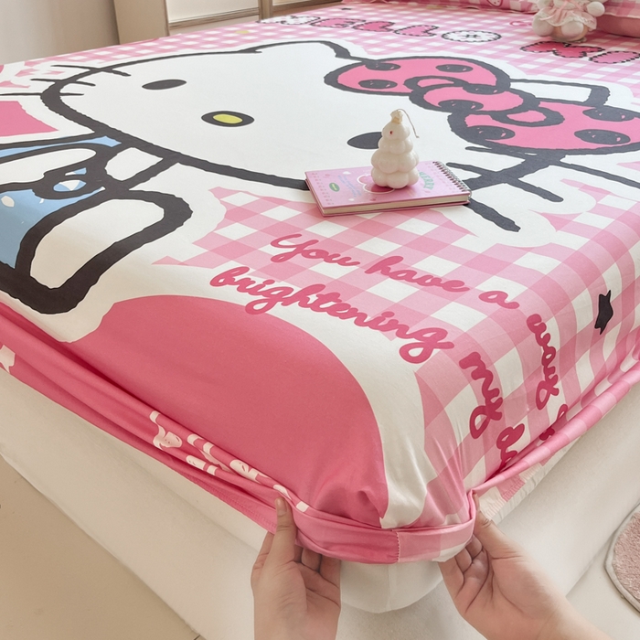 91家纺网 家纺一手货源 找家纺 博雅 2025春夏新款三丽欧大版全棉纯棉单品床笠床笠单件单床笠 全棉大版-粉格KT