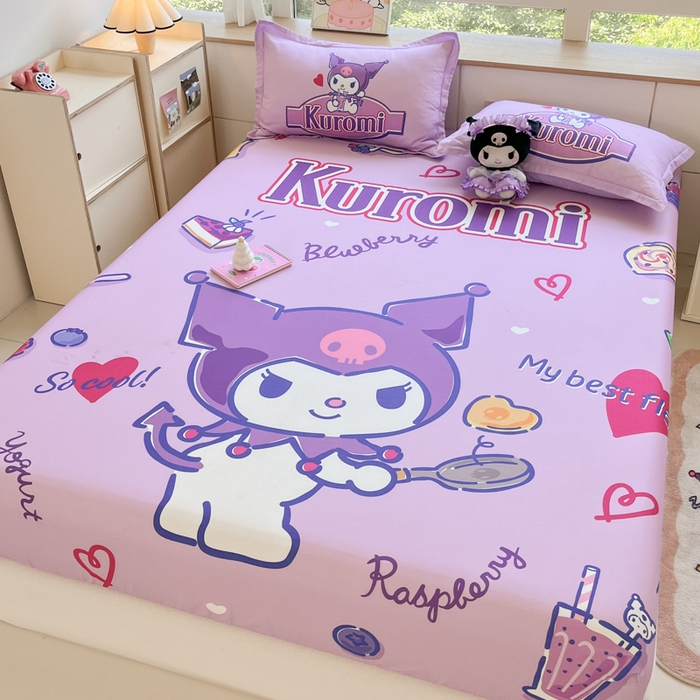 91家纺网 家纺一手货源 找家纺 博雅 2025春夏新款三丽欧大版全棉纯棉单品床笠床笠单件单床笠 全棉大版-蓝莓库洛米