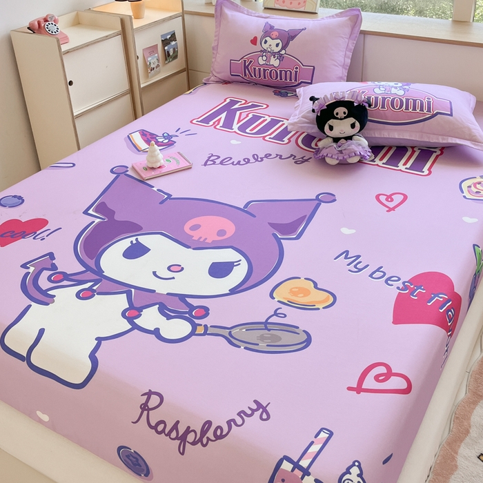 91家纺网 家纺一手货源 找家纺 博雅 2025春夏新款三丽欧大版全棉纯棉单品床笠床笠单件单床笠 全棉大版-蓝莓库洛米