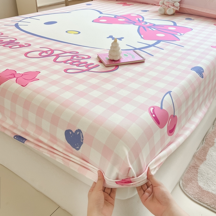 91家纺网 家纺一手货源 找家纺 博雅 2025春夏新款三丽欧大版全棉纯棉单品床笠床笠单件单床笠 全棉大版-俏皮KT