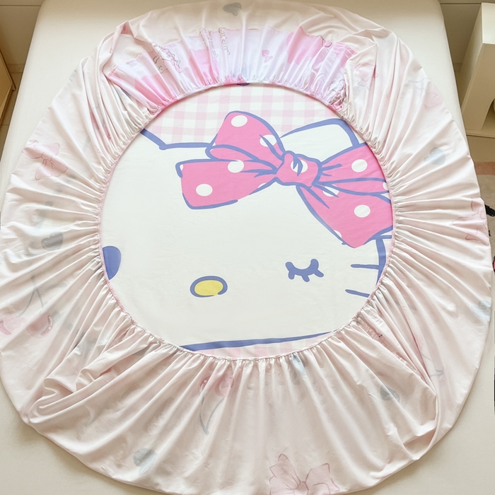 91家纺网 家纺一手货源 找家纺 博雅 2025春夏新款三丽欧大版全棉纯棉单品床笠床笠单件单床笠 全棉大版-俏皮KT