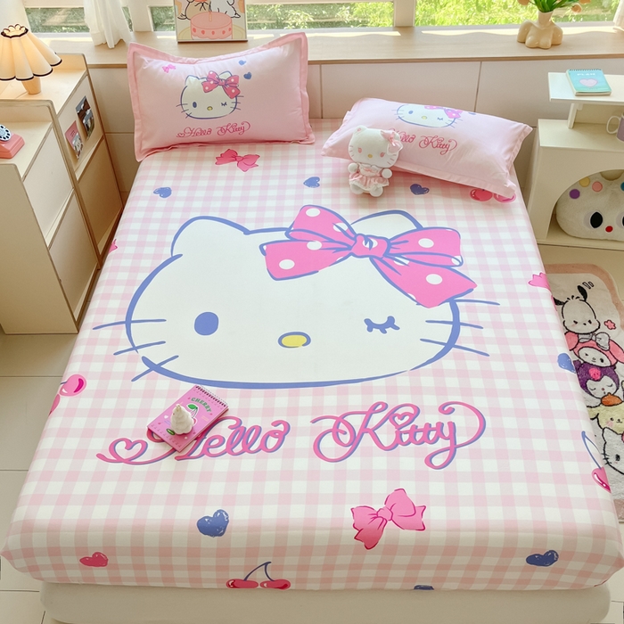 91家纺网 家纺一手货源 找家纺 博雅 2025春夏新款三丽欧大版全棉纯棉单品床笠床笠单件单床笠 全棉大版-俏皮KT