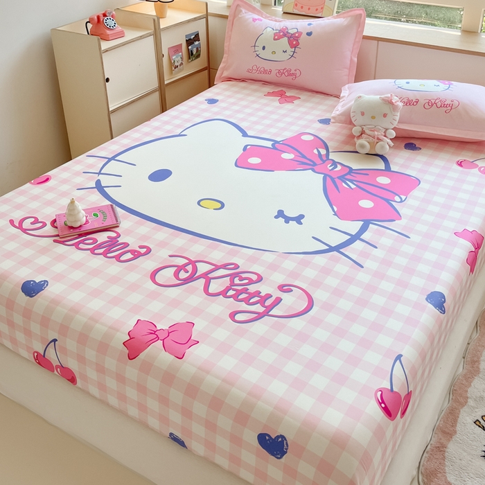 91家纺网 家纺一手货源 找家纺 博雅 2025春夏新款三丽欧大版全棉纯棉单品床笠床笠单件单床笠 全棉大版-俏皮KT