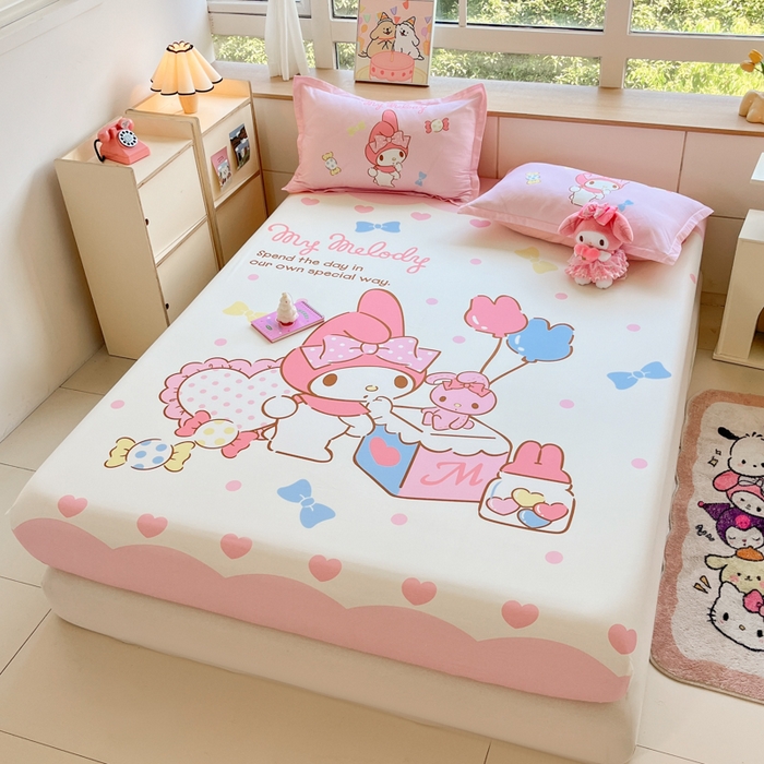 91家纺网 家纺一手货源 找家纺 博雅 2025春夏新款三丽欧大版全棉纯棉单品床笠床笠单件单床笠 全棉大版-糖果美乐蒂