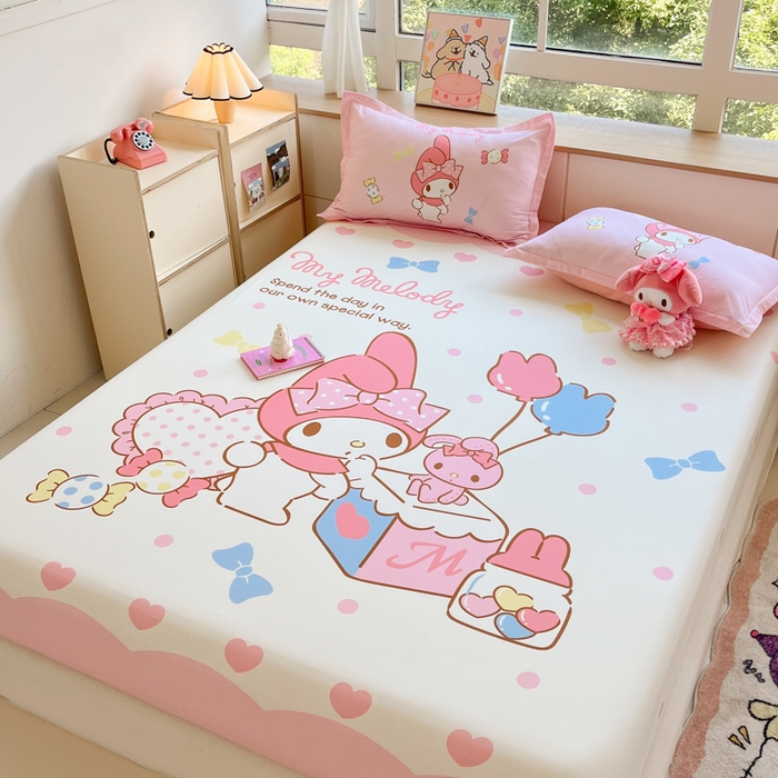 91家纺网 家纺一手货源 找家纺 博雅 2025春夏新款三丽欧大版全棉纯棉单品床笠床笠单件单床笠 全棉大版-糖果美乐蒂