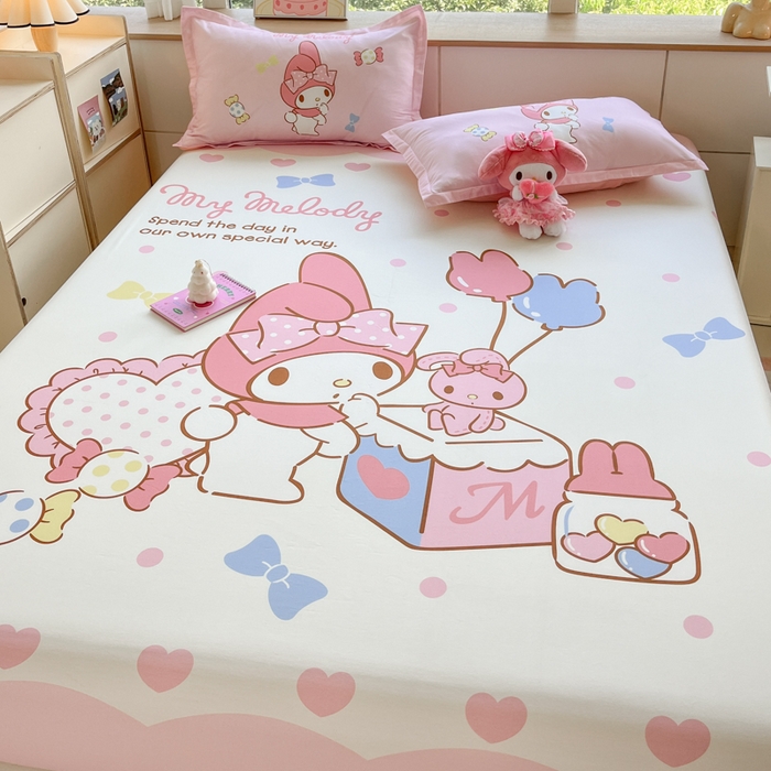 91家纺网 家纺一手货源 找家纺 博雅 2025春夏新款三丽欧大版全棉纯棉单品床笠床笠单件单床笠 全棉大版-糖果美乐蒂