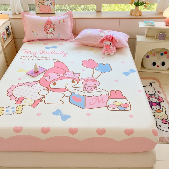 91家纺网 家纺一手货源 找家纺 博雅 2025春夏新款三丽欧大版全棉纯棉单品床笠床笠单件单床笠 全棉大版-糖果美乐蒂