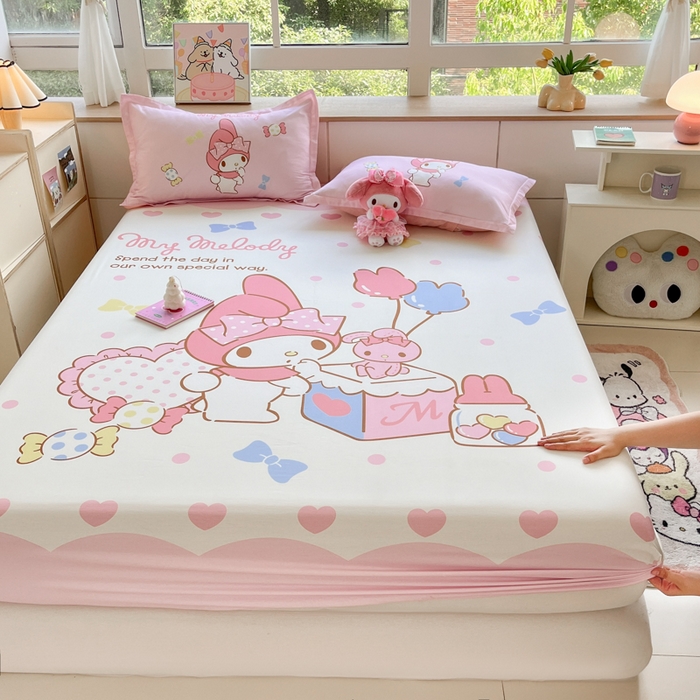 91家纺网 家纺一手货源 找家纺 博雅 2025春夏新款三丽欧大版全棉纯棉单品床笠床笠单件单床笠 全棉大版-糖果美乐蒂