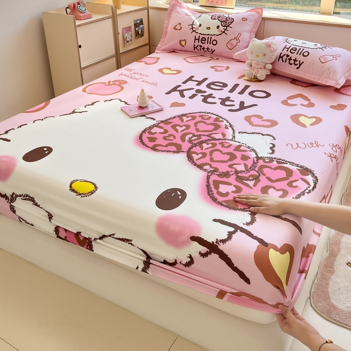 91家纺网 家纺一手货源 找家纺 博雅 2025春夏新款三丽欧大版全棉纯棉单品床笠床笠单件单床笠 全棉大版-甜酷KT