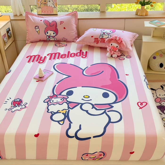 91家纺网 家纺一手货源 找家纺 博雅 2025春夏新款三丽欧大版全棉纯棉单品床笠床笠单件单床笠 全棉大版-甜筒美乐蒂