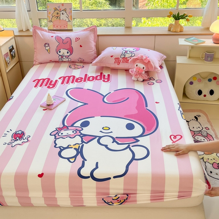 91家纺网 家纺一手货源 找家纺 博雅 2025春夏新款三丽欧大版全棉纯棉单品床笠床笠单件单床笠 全棉大版-甜筒美乐蒂