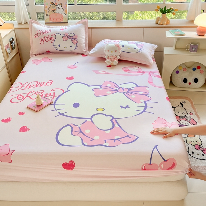 91家纺网 家纺一手货源 找家纺 博雅 2025春夏新款三丽欧大版全棉纯棉单品床笠床笠单件单床笠 全棉大版-甜心KT