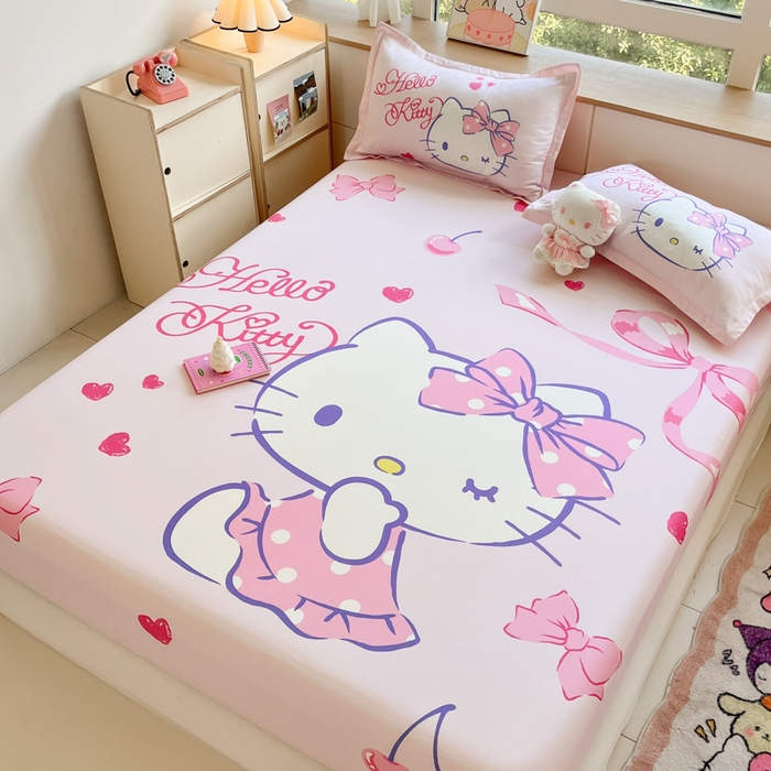 91家纺网 家纺一手货源 找家纺 博雅 2025春夏新款三丽欧大版全棉纯棉单品床笠床笠单件单床笠 全棉大版-甜心KT